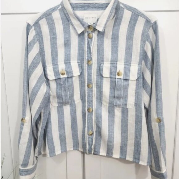 American Eagle Blue/White Button Up with Rolled Sleeves. Two Breast Pockets.XL - Picture 2 of 6
